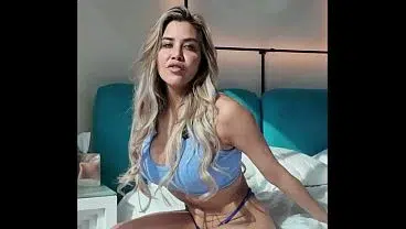 Romantic Romp: Petite Latina lingerie Model Caitlin Bell Sunday Cock