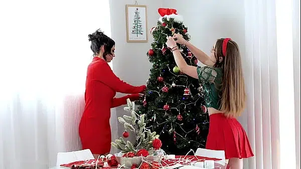 Stepbro’s Creepy Stares Turn into Christmas Threesome Surprise – Stepmom Suggests We Both Fuck Him to Cure His Lust & It Gets Wild!