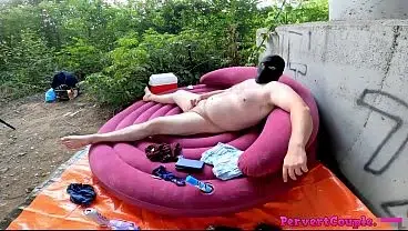 I suck his cock and he fuck me outdoor