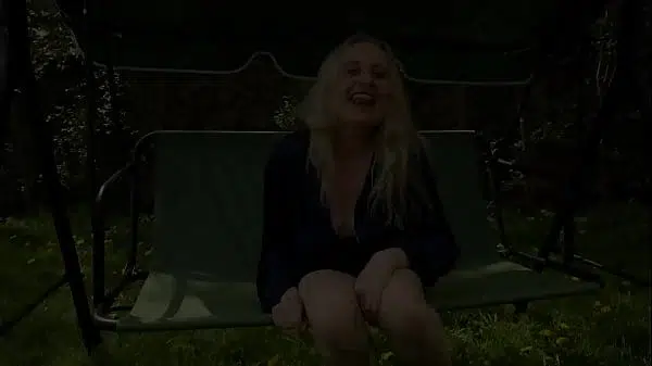 Prolapse milf is fingering and fisting her hot pussy outdoor